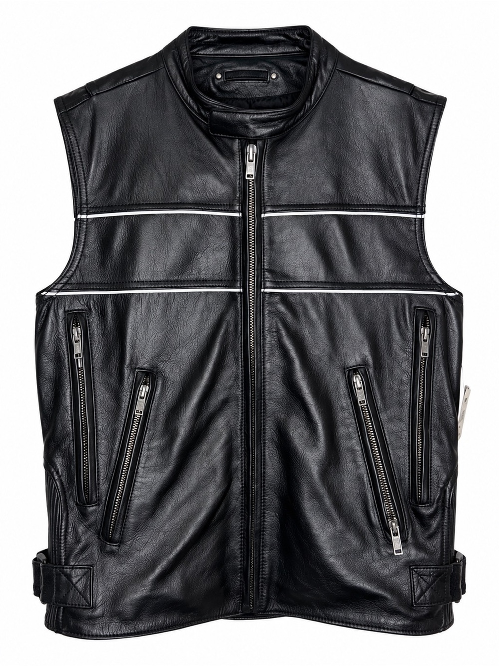 Wilsons Leather Black Genuine Leather Motorcycle Biker Vest Mens Small NWT